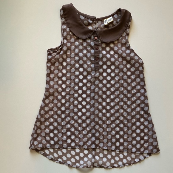 Sheer Peter Pan Collar Sleeveless Blouse - Picture 2 of 4